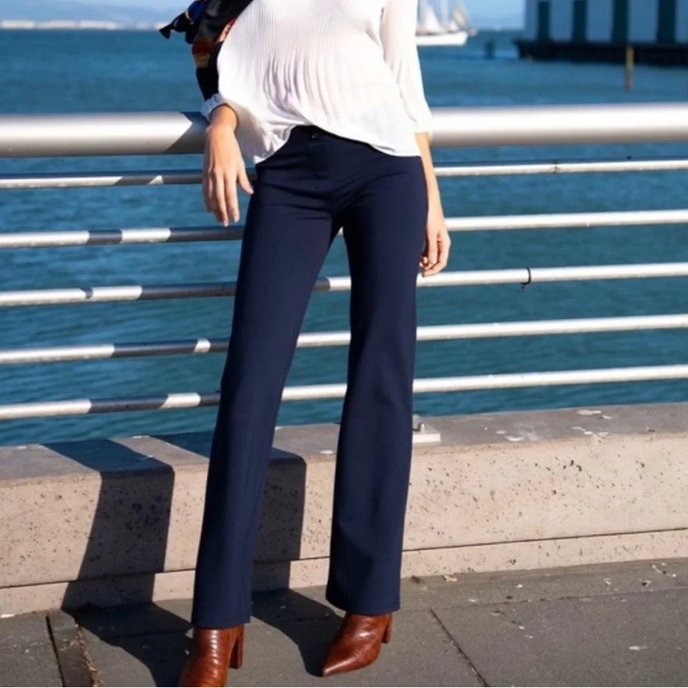 Betabrand Boot-Cut Classic Dress Pant Yoga Pants in Navy